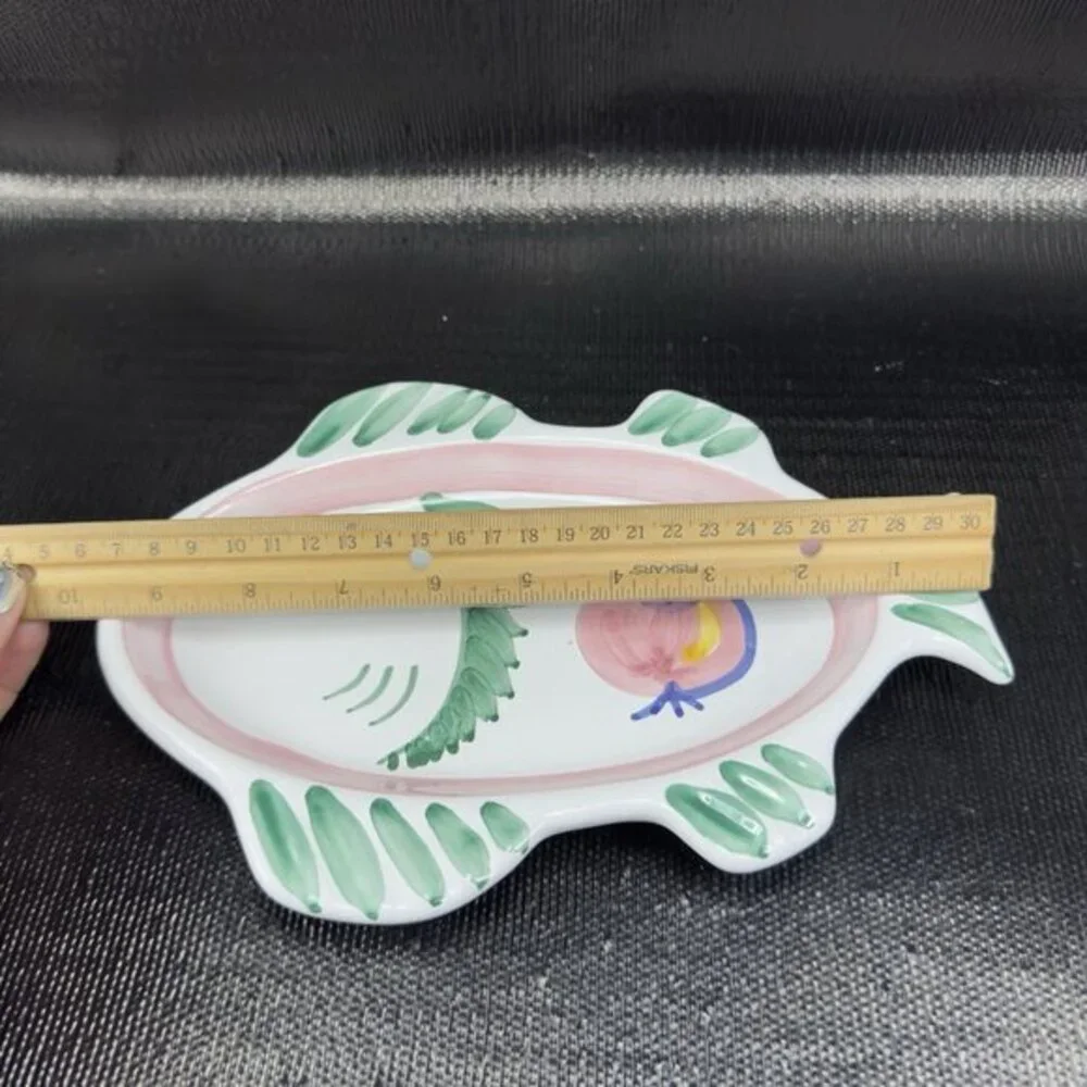 Vintage Italian Caleca Pottery Fish Shaped Dish Plate Container Hand Painted VTG